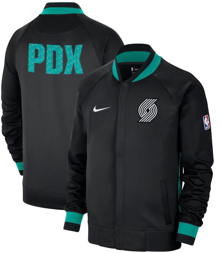 Men Portland Trail Blazers Black Nike City Edition Full Zip Jacket 2023 NBA Jersey->minnesota timberwolves->NBA Jersey